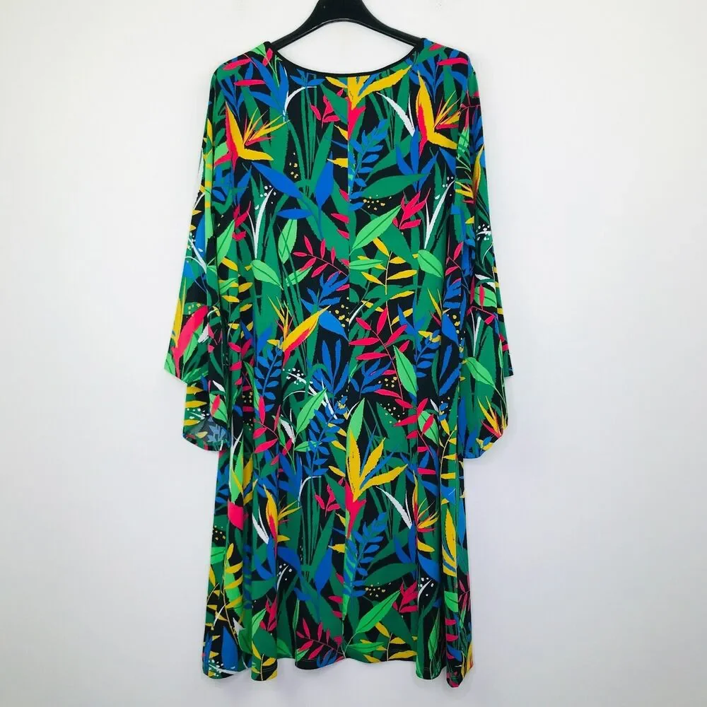 Bob Mackie XL Dress Multicolor Tropical Paradise Slinky Knit Art to Wear CH6